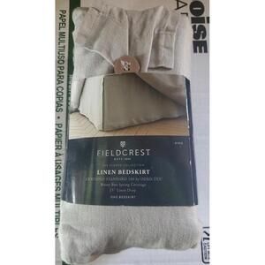 Fieldcrest Solid Linen KING Bed Skirt – Cashmere Gray – 15” Drop New